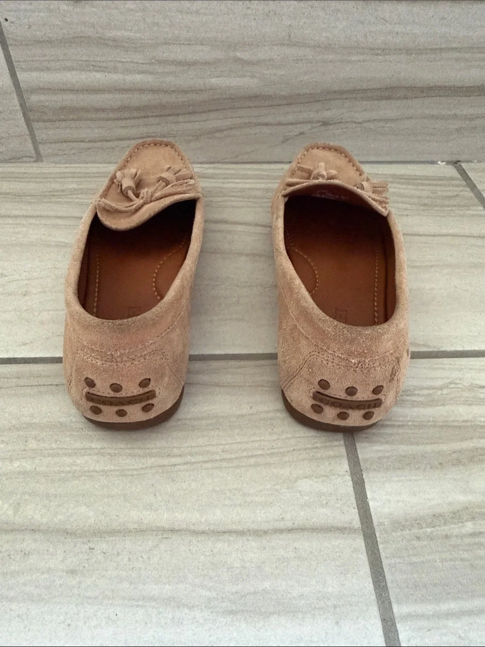 Coach Women's Suede Tassel Loafers in Taupe